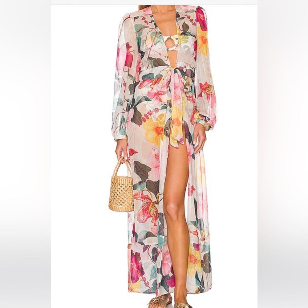 PatBO hibiscus front tie robe. Brand new, never worn with tags.